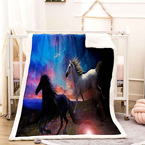 Couverture cheval en flanelle entretien facile plaid hypoallergénique grand lit - 3