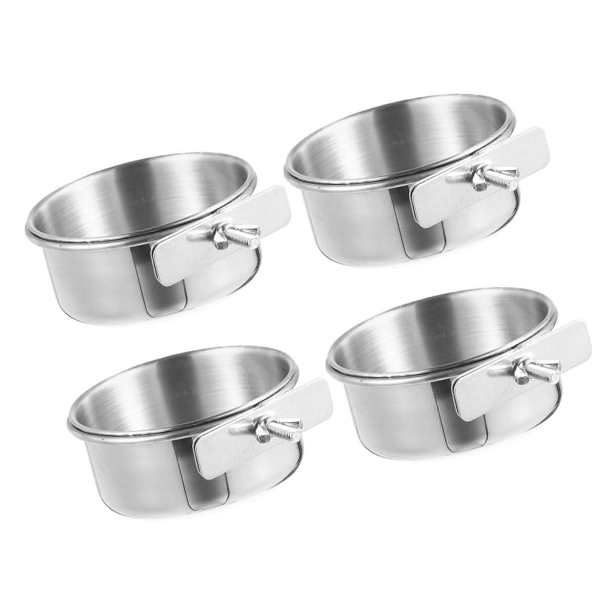 Set 4Pezzi Accessori per Pappagalli in Metallo Inossidabile Argento, Mangiatoie per Pappagalli Design Anti-Chew e Resistenti alla Ruggine per Gabbie