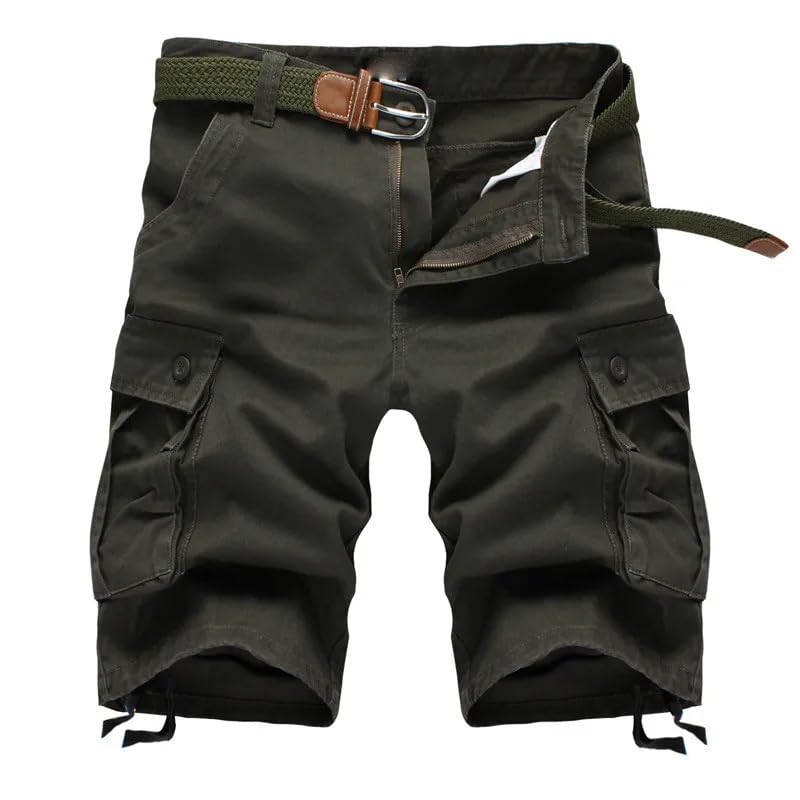 Short cargo ample homme coton kaki WOLONG pour randonnée et loisirs