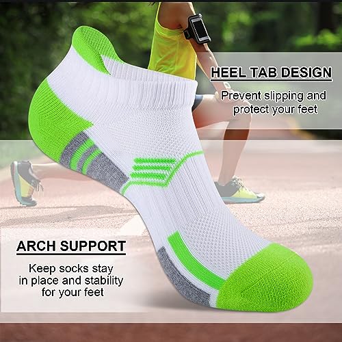 Image of COOVAN Ankle Socks Womens Athletic Low Cut Thick Cushioned Running Socks with Tab 6 Pairs