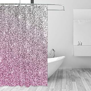 Mnsruu Pink Sparkle Shower Curtain Backdrop Pink Bathroom Shower With Hooks Home Decor Curtains Waterproof 72" x 72"