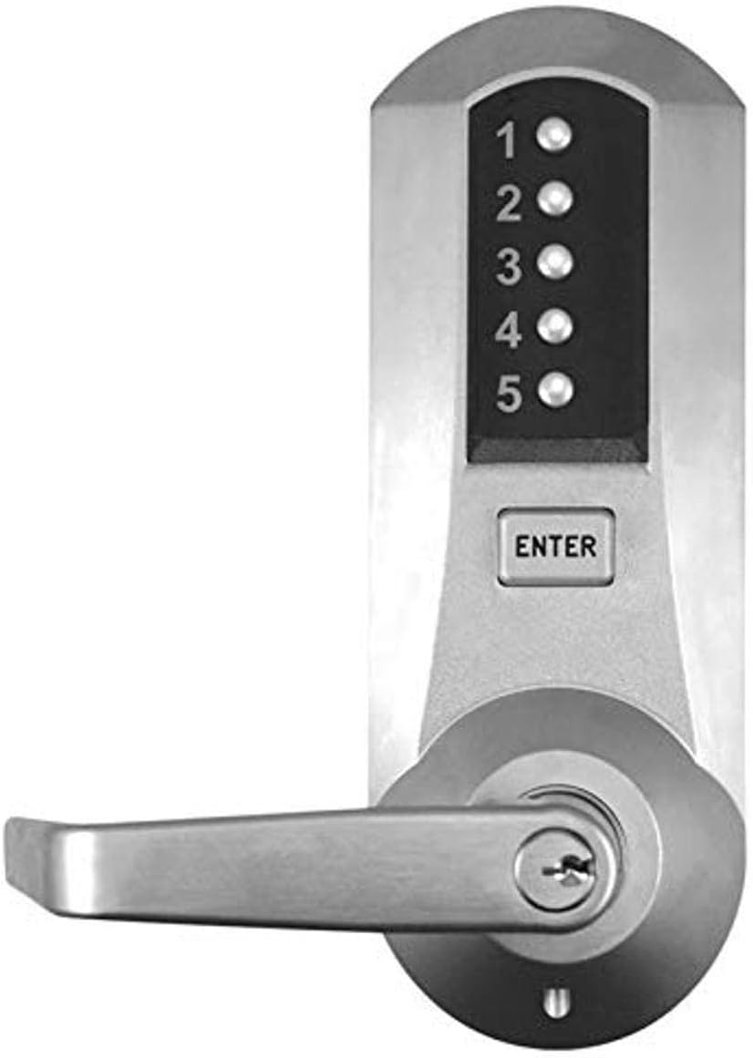 Kaba 5021XSWL-26D-41 Cylindrical Push Button Lock with Lever Xs Ko Us26D, Satin Chrome