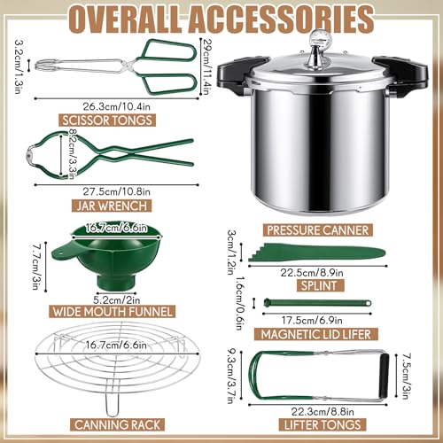 Image of 24qt Pressure Cooker for Canning Pressure Canner Supplies Kit, 6 Canning Supplies Stainless Steel Steam Rack Gauge, Silver