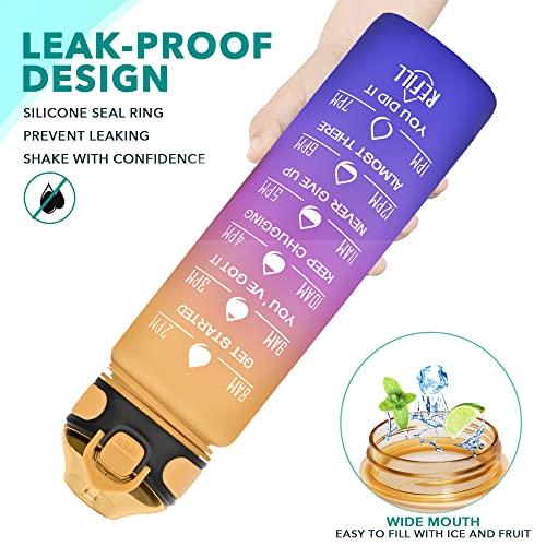Image of Enerbone 32 oz Water Bottle with Times to Drink and Straw, Motivational Drinking Water Bottles with Carrying Strap, Leakproof BPA & Toxic Free, Ensure You Drink Enough Water for Fitness Gym Outdoor