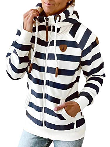 Onsoyours Damen Lange Ärmel Hoodie Frauen Kapuzenpullover Gestreift...