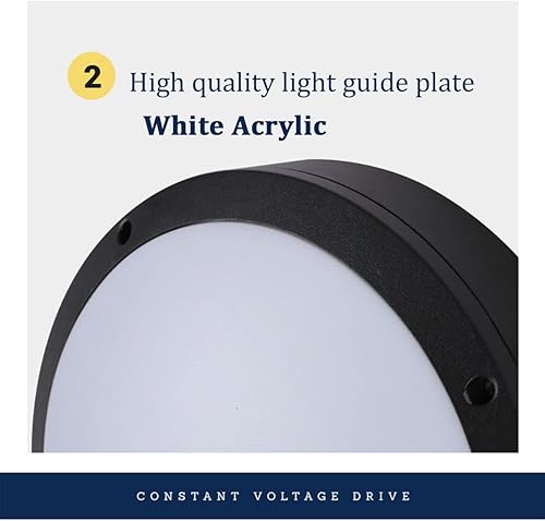 Miniatura 6 de LIPIFAY Luz LED de techo impermeable, 20 W, luz sellada de aluminio a prueba de humedad, luz de porche redonda de 3000 K, aplique de pared de