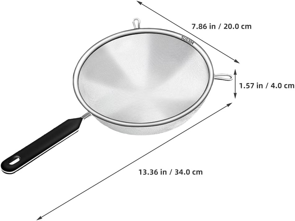 COLLBATH 40 Mesh Fine Mesh Strainer with Handle 304 Stainless Steel Food Strainer for Oil Rice Tea Soy Milk Residue Easy-Clean Kitchen Tool 13.38 X 7.87 X 1.57 in 1 piece