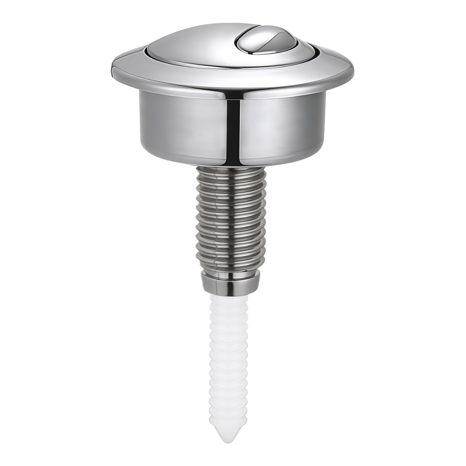 Toilet Flush Button Compatible with Twyford Siamp Optima 49, Dual Flush Toilet Push Button, Round Silver Push Button Toilet Flush Replacement for Cisterns, Fits 39–42mm Holes, ABS Assembly