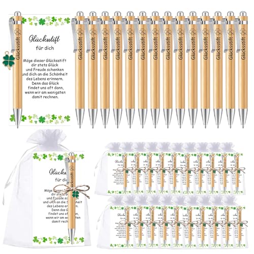 20 Sets Regalo Alumnos Fin Curso, Regalos Alumnos Secundaria, Detalle Fin Curso, Bolis para Profesores con Ciondolo FormaQuadrifoglio, Penna Portafortuna con Cuerda Cáñamo 5 m
