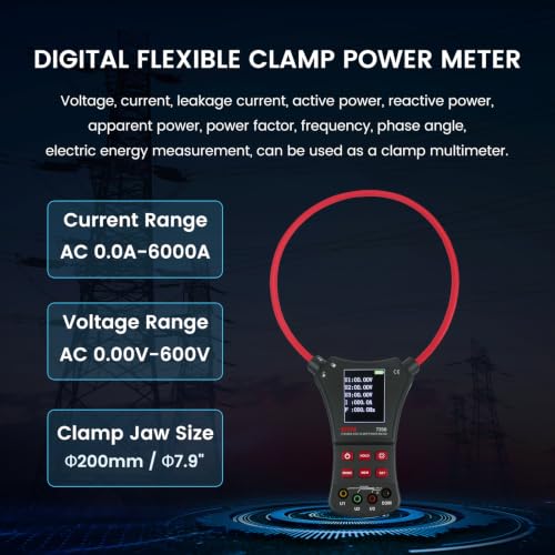 Image of EITAI7350 Digital Flexible Coil Clamp Power Meter, AC 0.0A-6000A, 0.0V-600V, Φ7.9inch /200mm, Manufacturer Direct Sales, Rogowski Amp Power Meter