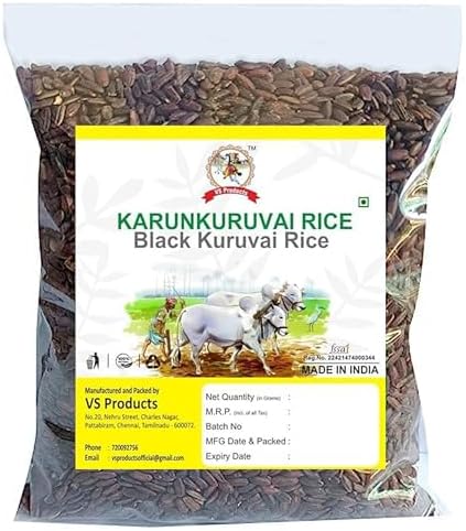 VS Products Karunkuruvai Rice, 450g Karunguruvai Rice, Traditional Red Rice, Handpounded Red Rice, 450g