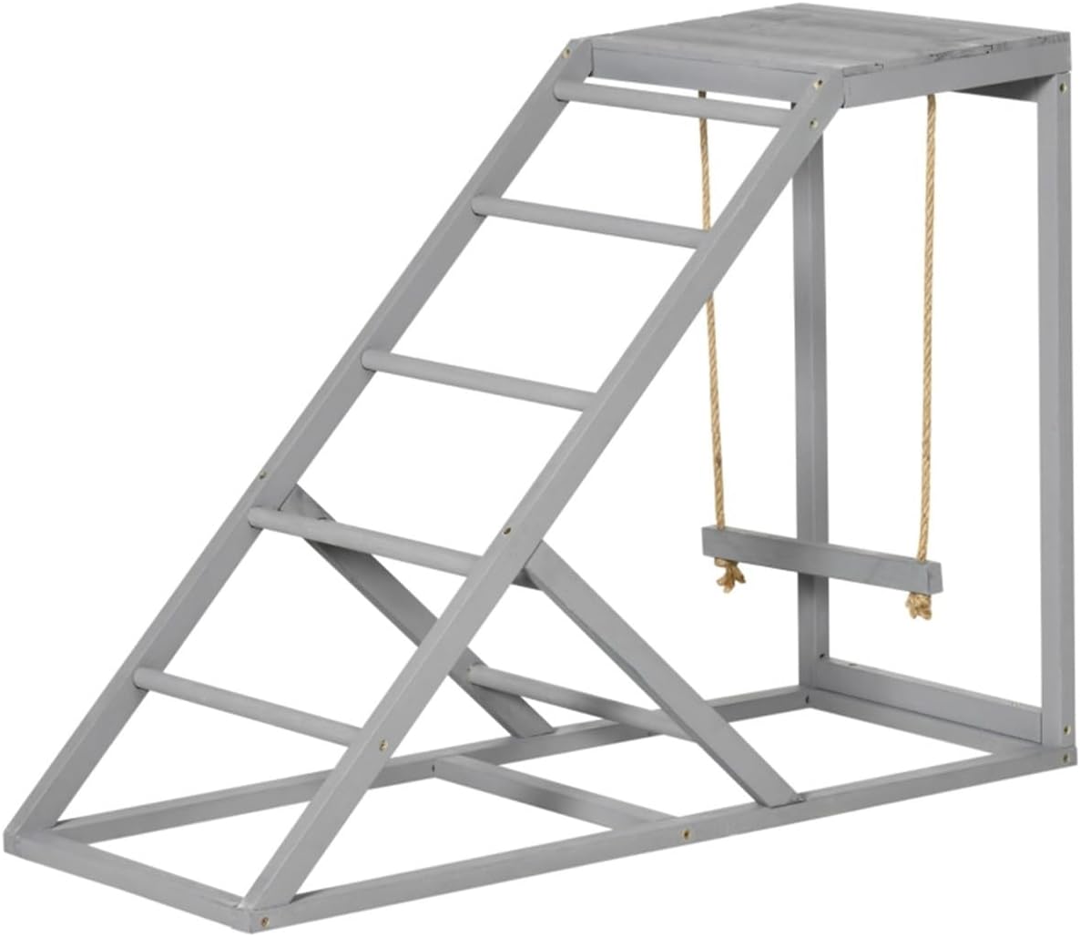 Natural Fir Wood Chicken Activity Shelf with Swing, Perches and Platform for Enriched Coop Living and Behavioral Stimulation