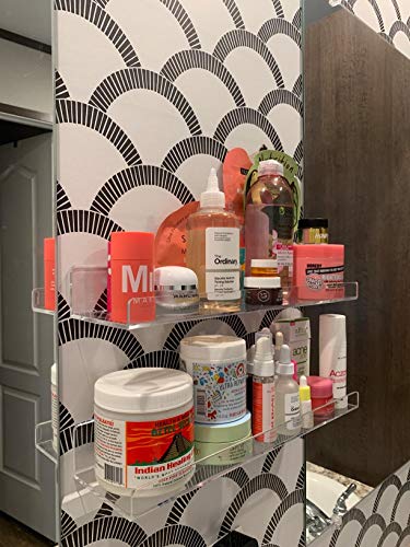 Cq Acrylic 15" Acrylic Floating Wall Ledge Shelf,Floating Book Shelves For Kids Room,Clear Bathroom Shelves,Great For Living Room, Office, Bedroom, Bathroom, Kitchen,Set Of 6 #TOP5