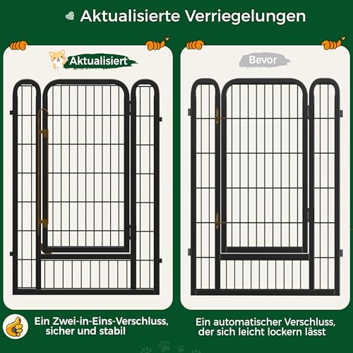 Yaheetech Welpenlaufstall Welpengitter 8-teilig 100cm, Einteilige Verriegelung, Verbindungsstangen mit rundem Kopf, Faltbare Freilaufgehege für Hunde Wohnung und Garten, Aufbau werkzeugfrei