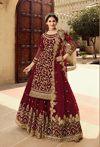 Exclusive Designer party wear Pakistani Bridal Embroidery Net dress with skirt bottom for women - 150302