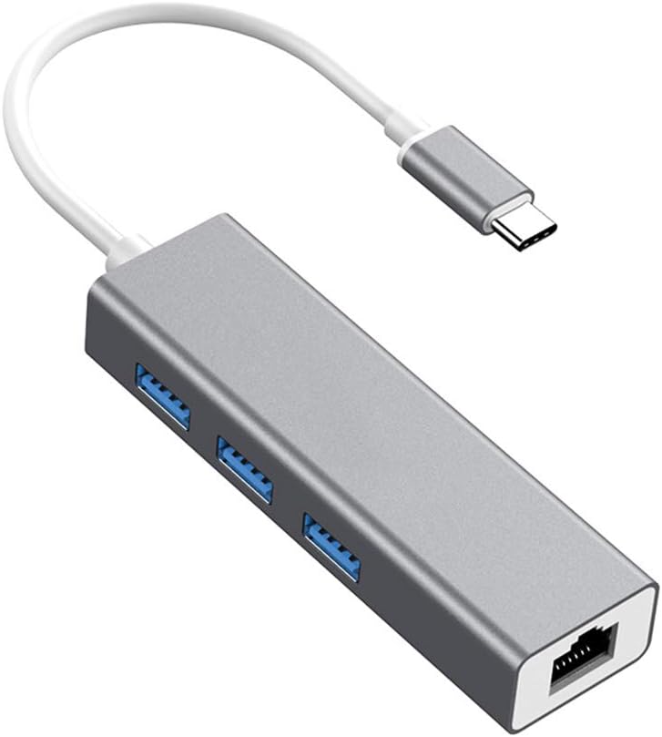 Amazon Brand - Eono Hub USB C a Ethernet, 4 En 1 Adaptador Tipo C a 3 Puertos USB 3.0, RJ45 Ethernet Compatible con MacBook Air/Pro M1, iPad Pro M1, Switch, Windows