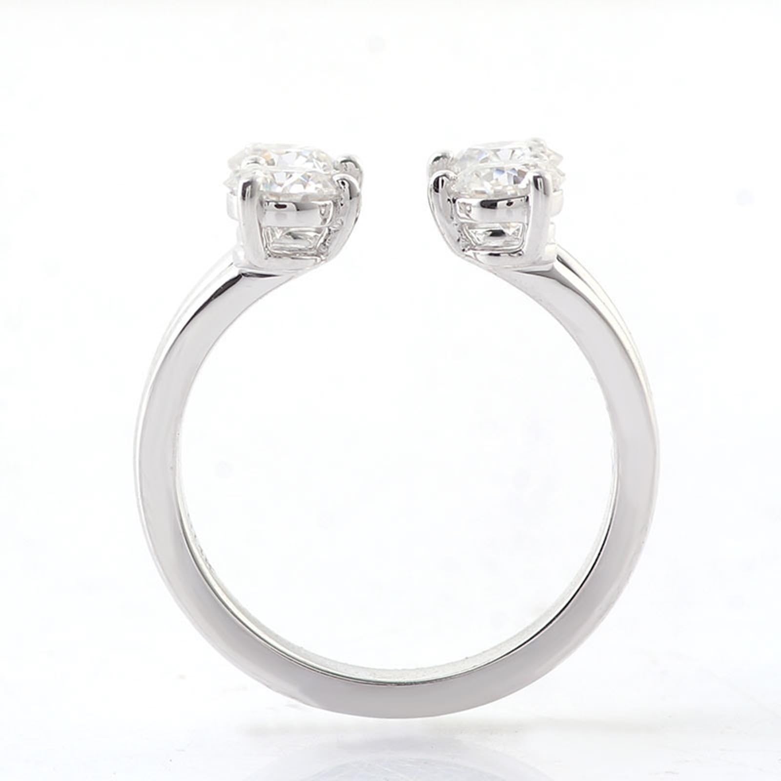 Bague de fiançailles ouverte en or blanc 9 carats avec moissanite ronde pour femme