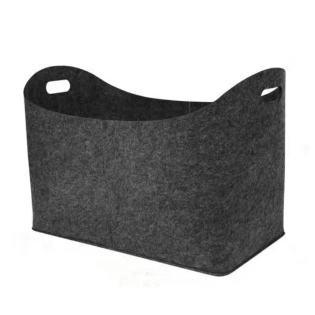 Xweptuy Felt Bags Firewood Basket with Handles Felt Log Storage Basket for Shopping Newspapers Dark Grey