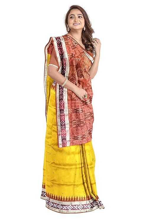 Image of Handmade Pure Bomkai Silk Saree Khandua Natural Silk Ikkat Saree For Women /Ethnic Wear /Traditonal Saree /Handloom Saree With Regular Fit Blouse Piece