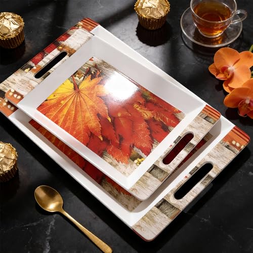 Image of U.P.C Tray Set for Serving Snacks, Multi-Use Nashta Plate & Kitchen's Tea Tray, Perfect Tray Sets for Hosting Guests at Home, Serving Tray Set of 2, Trays for Kitchen. (VIL05)