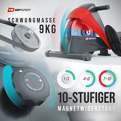 Hop-Sport Rudergerät für Zuhause Boost – Rudergerät klappbar mit kugelgelagertem Sitz, Computer & Magnetbremssystem, 10… – Bild 4