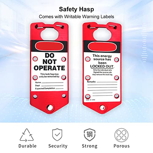 Image of Lock Out Tag Out Hasp, Aluminum Alloy Porous Safety Lockout Hasp, with Tag, Portable Lockout Tagout Hasp, Loto Hasp for Padlocks