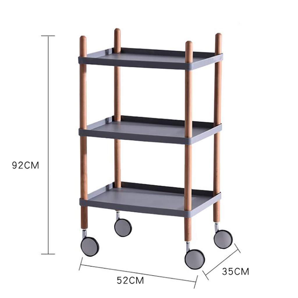 Carro de Servicio con Soporte de Madera, Bandeja de Polipropileno de 2 o 3 Niveles y Ruedas con Bloqueo. Ideal para cocinas, hoteles y restaurantes.
