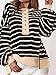 PRETTYGARDEN Womens Fall 2025 Striped Oversized Sweatshirt Long Sleeve Button Up Henley Neck Waffle Knit Pullover Tunic Tops(Striped Black Beige,Small)