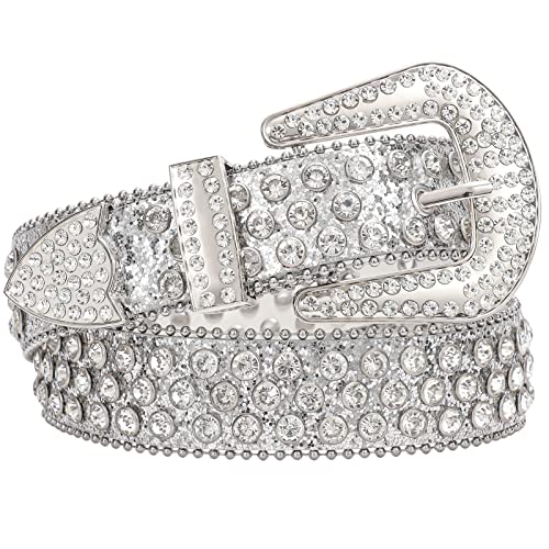 Rhinestone Studded Western Leather Belt for Men Vintage Bling Waist Belts Suit for Pants Jeans2