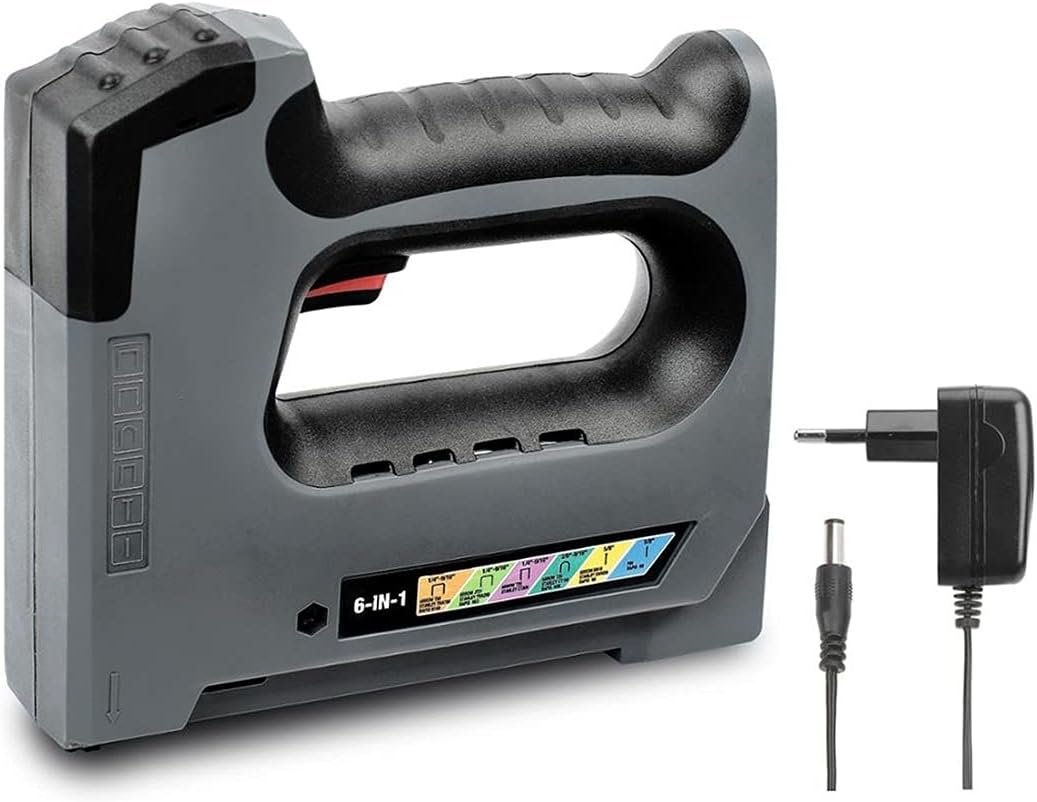 SDLSH Pistola de Clavos Grapadora eléctrica, Pistola de uñas de Servicio Pesado sin Cable de 3.6V, 6 en 1 Herramienta de Muebles de Pistola de uñas Grapadora de Madera Pistola Remachadora