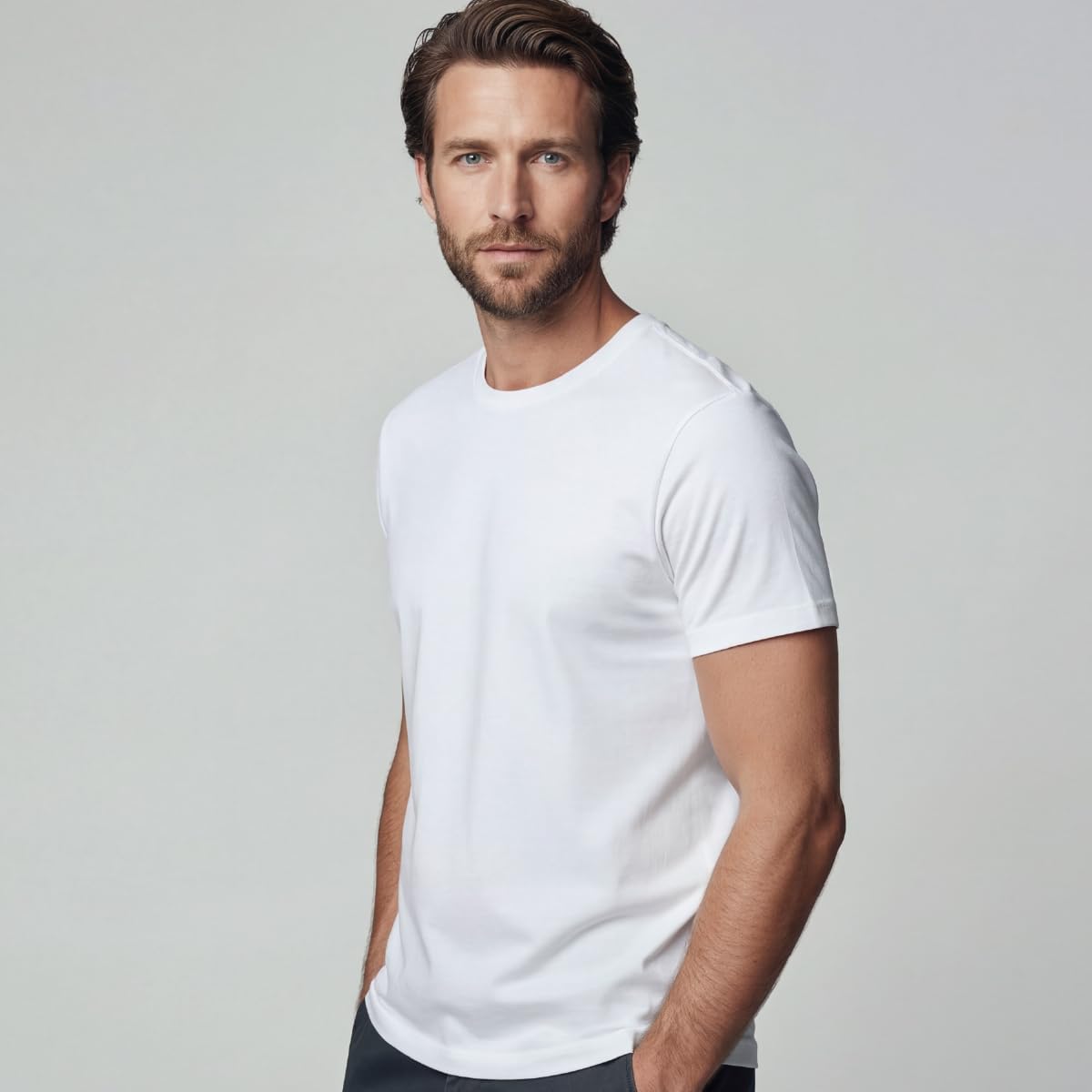 Lands' End Essentials Men's Crew Neck T-Shirt 3 Pack - Premium Cotton Tee, Casual Regular Fit
