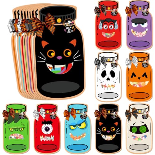 Bolsas para golosinas de Halloween - Set de tarjetas para tarros y bolsas de para Halloween,Bolsas de embalaje festivo para casa escuela aula reunión comunitaria