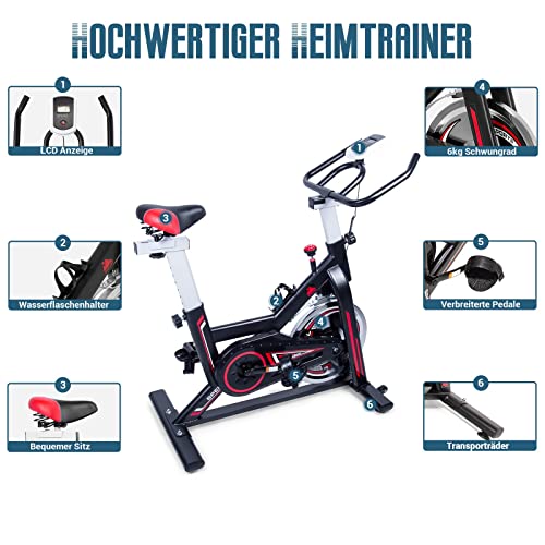 EVOLAND Heimtrainer für den Innenbereich, Profi-Heimtrainer, Fitnessfahrrad mit LCD-Display, Statische Stabilität… – Bild 5