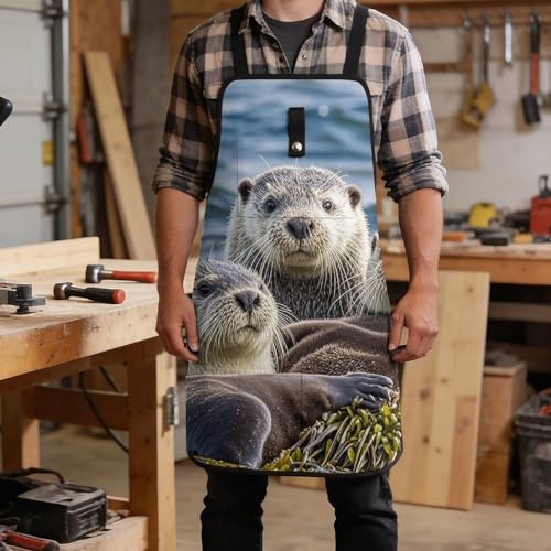 Delantal de trabajo Sea Otter Family con 8 bolsillos y ajuste cruzado miniatura 5