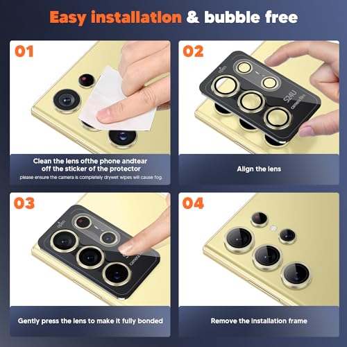 Hoerrye for Samsung Galaxy S24 Ultra Camera Lens Protector, Case-Friendly, Ultra-HD 9H Tempered Glass Screen Protector, Anti-Scratch, Space Titanium Military-Grade Drop Protection, Titanium Yellow by Hoerrye - Used condition - Image 6