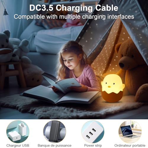 Miniatura 6 de Juqg Luz De Noche Para Niños, Luz Nocturna Infantil De Silicona, Luz Nocturna Infantil Con Función De Atenuación Táctil, Luz Nocturna Portátil Para Habitación Infantil, Salón Y Dormitorio