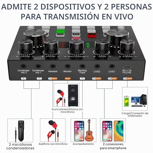 Miniatura 7 de Alpowl Paquete De Equipo De Podcast Para 2, Micrófono Podcast Cambiador De Voz Y Micrófono De Condensador, Set De Micrófonos Para Podcast Para Gamers, Podcasting, Grabación, Canto Y Streaming