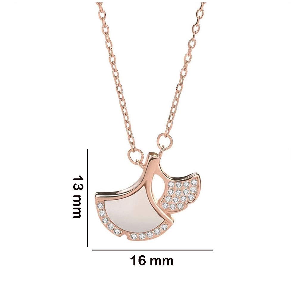 MOCHAMIK Anhänger Halskette Ginkgoblatt 925 Sterling Silber Lucky Rose Gold Damen Schlüsselbeinkette für Frauen