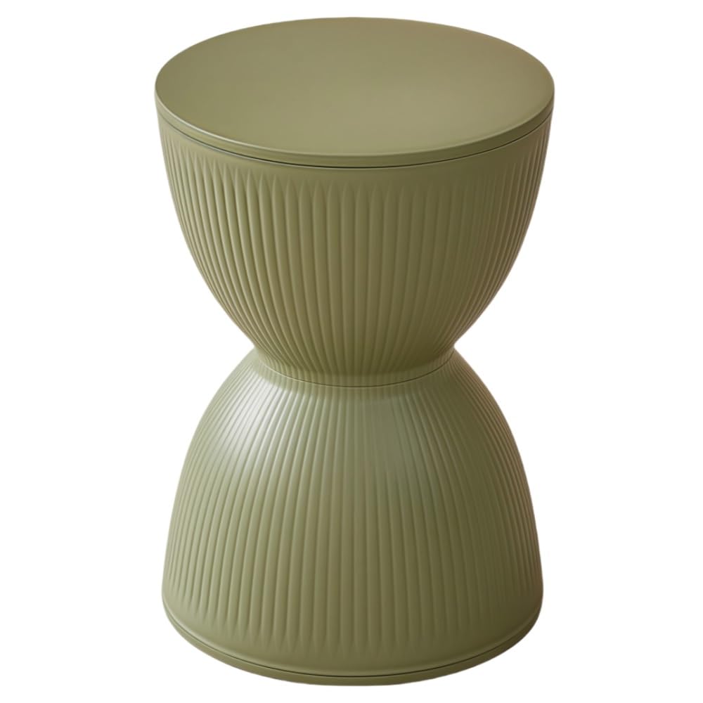 SXZenSpace Bedroom Furniture Colorful Hourglass-Shaped Side Table, Stylish NightStand, Drum Stool, Simple Shoe Bench, Round Coffe Table for Living Room, Bedroom, Restaurant(Green)