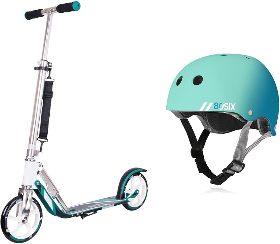 Scooter for Kids & Adults | Foldable, Lightweight Frame | Helmet for Biking, Skateboarding & Scooters