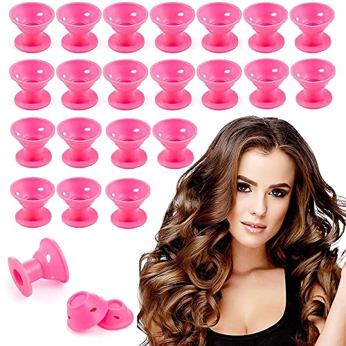 Voarge Lot de 30 bigoudis pour la nuit - Bigoudis magiques - Sans chaleur - Pour bricolage - 2 tailles (rose) Cover