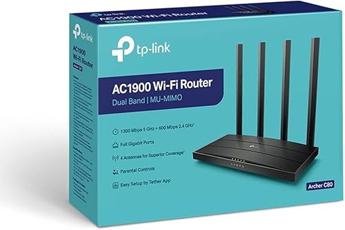 Miniatura 7 de TP-Link Archer C80 AC1900 MU MIMO Router WiFi inalámbrico de doble banda TPLink Negro