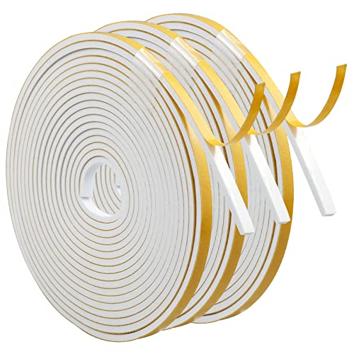 Hyakoz 15M Burlete Ventana Cinta Ventanas Aislante Frio 6mm (W) x3mm (D) Burlete Ventana Corredera Sellar Ventanas Del Frio para Anti Frío, Aislante, Ruido y Colisión(Blanco y Amarillo) Cover