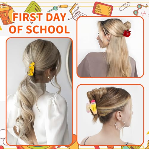 KICOSY 3PCS Pinzas para el cabello formas manzana y bus escolar miniatura 6