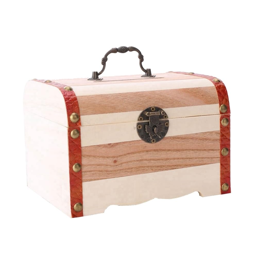 Tirelire en bois coffret de rangement monnaie enfants