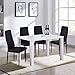 GOLDFAN Stół i krzesła o wysokim połysku zestaw 4-osobowy biały prostokątny stół kuchenny i czarne krzesła ze sztucznej skóry zestaw do jadalni