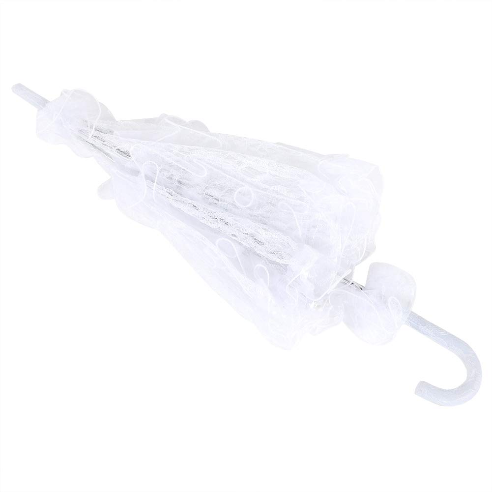 Ombrello da Sposa in Pizzo, Ombrello da Sposa Elegante Ricamato in Pizzo, Ombrellone, Mini Accessorio per Costume da Donna Romantico Vintage per Feste di Matrimonio Che Balla Fotografia Prop(bianco)