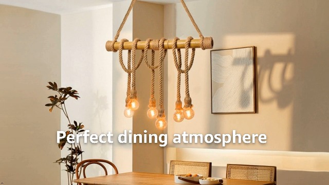 Arturesthome 4 Heads Hemp Rope Ceiling Pendant Light, Vintage