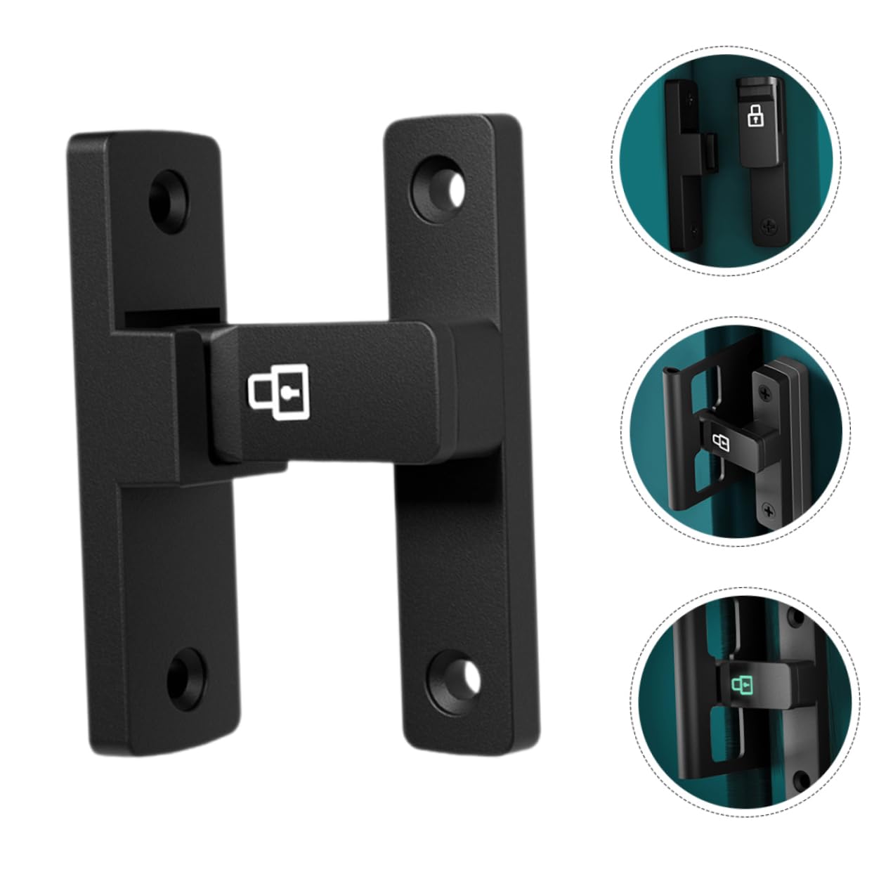 POPETPOP 5 Pezzi serratura cancello capannone chiavistello all'aperto fermo della porta cabina Chiusura a 90 gradi Clievi delle porte chiusura della porta Lega di zinco Black