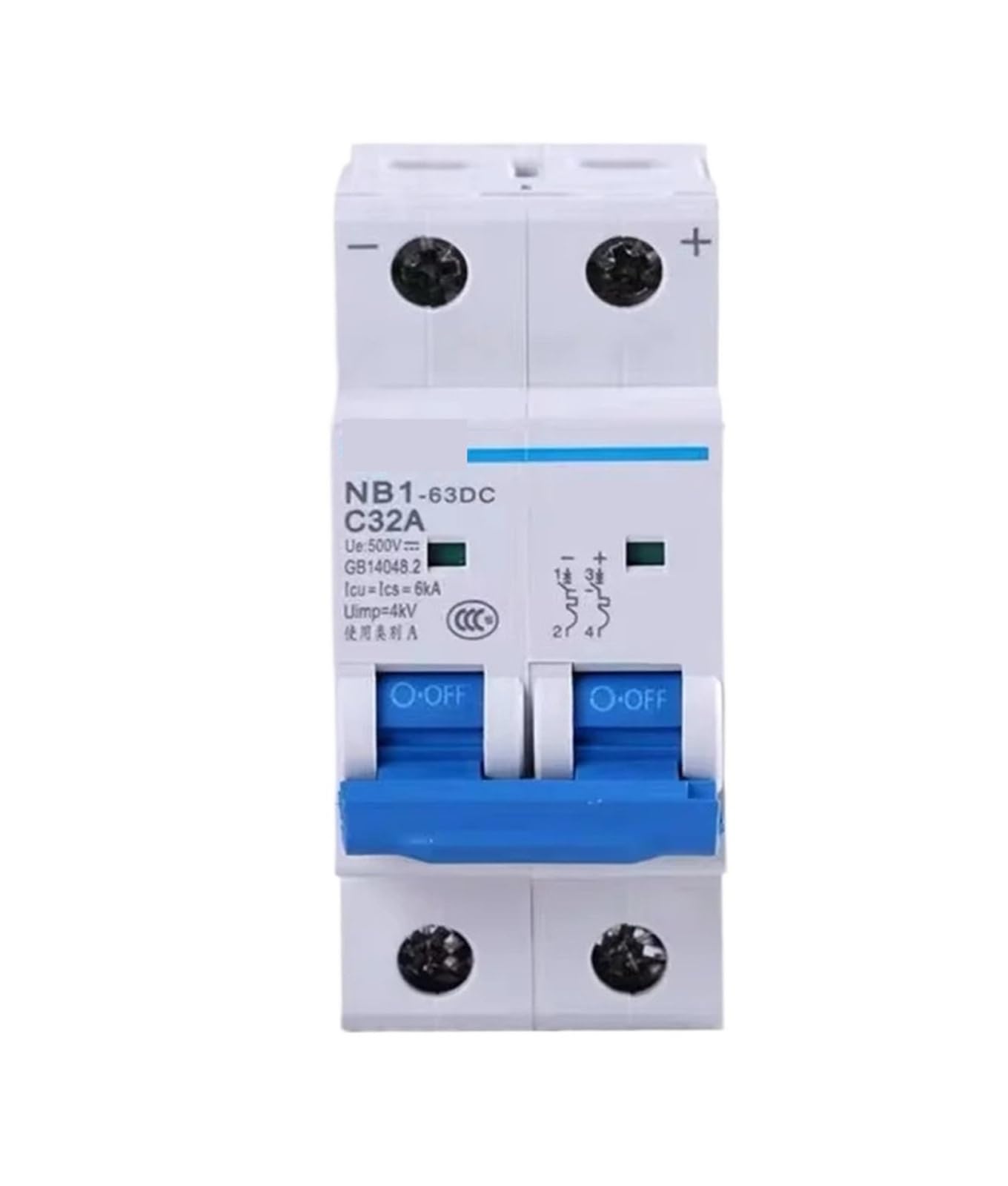 Disyuntor de CC 2P DC500V 10A magnetotérmico para protección de baterías y un inversor 4
